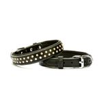 Konforlu Deri Kristal Taşlı Köpek Boyun Tasması 2 x 28-34 cm Siyah