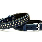 Konforlu Deri Swarovski Kristal Taşlı Köpek Boyun Tasması 2 X 28-34 Cm Mavi