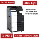 Konica Minolta Bizhub C251i A3/A4 Dijital Renkli Fotokopi Makinesi – Çok Fonksiyonlu Lazer Yazıcı & Tarayıcı - Siyah