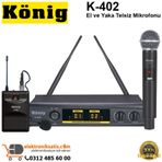 Konig K-402 El Yaka İki Kanal Uhf Telsiz Mikrofon