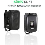 König Ks-4t 4" 120W 100V 10CM 8ohm 2 Yollu Trafolu Sutün Hoparlör Siyah Çiftli