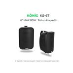 Konig KS-6T Siyah 6 inç 80 Watt Çift İki Yollu Kademeli Duvar Hoparlörü
