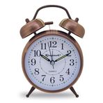 Königswerk Yüksek sesle çan çalar saat pilli, gece lambasıyla çalışır, tik tıklamayan masa, yatak odası, ağır uyuyanlar, yetişkinler, çocuklar için, kırmızı kahverengi