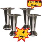 Konik Ayak Krom 8 cm 4 adet (Dolap,Mobilya,Puf Ayağı)(Vidaları Hediye)
