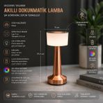 Konikra Bronz Bakır Kablosuz Masa Lambası Dokunmatik Şarjlı LED MasaÜstü Aydınlatma Hediyelik Ofis