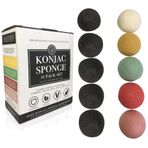 Konjac Sünger Seti 10'lu Paket - Toplu Aktif Bambu Kömür Yüz Süngeri Yumuşak Yüz Temizleme ve Peeling Yapan Derin Zerdeç, Fransız Yeşili, Gül ve Kırmızı Kil Yüz ve Vücut için Bare Essentials Living