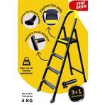 KonkTools Leo 3+1 Basamaklı Metal Merdiven, leo3