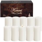 KONNI Beyaz Sütunlu Mumlar 10'lu Set, 2 "x 4" Kokusuz Sütun Mumlar Toplu, 20 Saat Uzun Yanan Mumlar, Dumansız ve Damlatmayan Büyük Yuvarlak Mum Düğün, Ev Dekorasyonu, Partiler, Kaplıcalar, Akşam