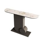 Konsol Masası Dar Konsol Masası, Suni Mermer Üstlü Konsol Masası, Oturma Odası için Metal Tabanlı Modern Giriş Masası, Modern Koltuk Yan Sehpası, Tv Konsol Masası (Siyah, Orta)