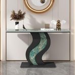 Konsol masası, giriş alanı için modern konsol masası, taş plakadan giriş masası, S şeklinde kalınlaştırılmış tabanlı, dekoratif uzun gövde, oturma odası, koridor için kanepe sehpası (Renk: