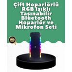 Kont Yüksek Ses Güçlü Kablosuz Hoparlör Karaoke Mikrofonlu - Belirtilmemiş