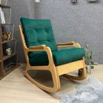 Kontes Sallanan Sandalye,Zümrüt Yeşil, Naturel Ahşap Ayak