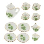 KONTONTY 1 Takım bebek evi çay seti dollhouse oyuncak mutfak Dekoratif obje yürümeye başlayan çocuk oyuncakları mini ev yemeği mini ev fincan bebek evi çaydanlık ve çay fincanları seramik