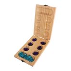 KONTONTY 1 Takım Mancala Masa Oyunu Doğal Ahşap Tahta Ve 48 Adet Cam Taşlar Ile Mermer Oyunu Günlük Yaşam Parti Festivali Eğlenceli Klasik Masa Oyunu