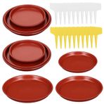 KONTONTY 12 Paket Bitki Tepsisi Bitki Tabakları Çiçek Saksıları Için Damla Tutucu Tepsiler Terracotta Tarzı Siyah Hafif Sağlam