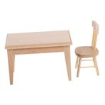 KONTONTY 2 Adet Mini Masa Ve Sandalye Mobilya Bebek Evi Küçük Bebek Evi Ürünleri Mini Yemek Odası Aksesuarları Ahşap Bebek Evi Aksesuarları Bebek Evi Ahşap Sandalye Mobilya Modeli Meşe Bej