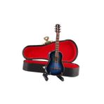 KONTONTY Mavi Masaüstü Minyatür Sahte Gitar Klasik Enstrüman Mini Ahşap Gitar El Sanatları Dekorasyon Mezuniyet Modeli Saklama Kutusu Ve Raf Ile