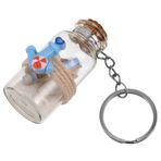 KONTONTY Mini Cam Şişeler Anahtarlık Sevimli Anahtarlık Charm Çanta Küçük Kavanoz Mantarlı Sırt Çantası Dekoratif Dilek Şişe Kolye Kapaklı Minik Şişeler