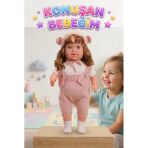 Konuşan Bebeğim 60 Cm Türkçe Konuşan Örgü Tulum Ve Şapkalı Kafası Bacakları Kolları Et Oyuncak Bebek
