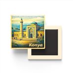 Konya - Karatay Medresesi - Baskılı Buzdolap Magneti Kare - 9x9 cm