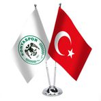 Konyaspor ve Türkiye - İkili Saten Masa Bayrağı