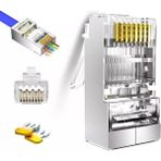 Koodmax 100 Adet - RJ45 Cat6 Metal Ez Yeni Nesil Delikli Konnektör - Çapraz Pinli (Easy Type)