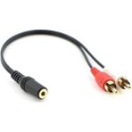 Koodmax 2 Adet - 3.5mm Stereo Dişi To 2 Rca Erkek Tos Ses Kablosu - Aux Dönüştürücü Kablo - 30CM - Siyah - 30 cm