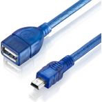 Koodmax 20CM - 5 Pin Mini USB Erkek - USB Dişi Kablo - Mavi - 20 cm