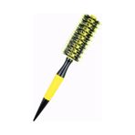 Koodmax Ahşap Saplı Naylon Kıl Saç Şekillendirici Fön Fırçası - Saç Düzleştirici Tarak 4.5cm - Sarı - Siyah