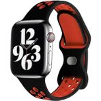 Koodmax Apple Watch Delikli Nike Spor Kordon Kayış Uyumlu M-L 42 44 45MM - Kırmızı - Siyah
