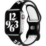 Koodmax Apple Watch S-M 42 44 45MM Uyumlu Delikli Nike Spor Kordon - Beyaz - Siyah