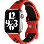 Koodmax Apple Watch S-M 42 44 45MM Uyumlu Delikli Nike Spor Kordon - Kırmızı - Siyah