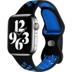Koodmax Apple Watch S-M 42 44 45MM Uyumlu Delikli Nike Spor Kordon - Siyah - Mavi