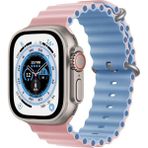 Koodmax Apple Watch Uyumlu Ultra Çift Renk Ocean Loop Kordon Kayış 42 44 45 49MM - Pembe - Mavi