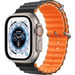 Koodmax Apple Watch Uyumlu Ultra Çift Renk Ocean Loop Kordon Kayış 42 44 45 49MM - Siyah - Turuncu