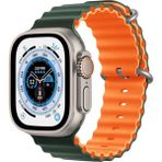 Koodmax Apple Watch Uyumlu Ultra Çift Renk Ocean Loop Kordon Kayış 42 44 45 49MM - Yeşil - Turuncu