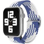 Koodmax Apple Watch Uyumlu Ultra Solo Loop Hasır Örgü Tokalı Kordon 42 44 45 49MM - Mavi - Beyaz
