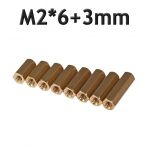 Koodmax-M2 X 6Mm Pirinç Aralayıcı Distans Spacer - Dişi - Dişi M2*6+3Mm