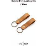 Koof Craft Hakiki Deri Anahtarlık 2'li Set – El Yapımı Dayanıklı Şık Tasarım - Camel