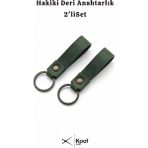 Koof Craft Hakiki Deri Anahtarlık 2'li Set – El Yapımı Dayanıklı Şık Tasarım - Yeşil