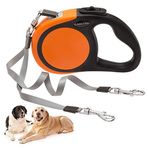 KOOLTAIL Çift Geri Çekilebilir Köpek Tasma - 50 kg'a kadar 2 Köpek Yürürürüme - Küçük Orta Boy Köpekler Yürüyüş Eğitimi için Ağır Hizmet Tipi Çift Başlı 15 ft Uzatılabilir Köpek Tasma