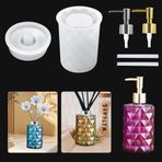 Koonafy Şişe reçine kalıp pompa sabunluk reçine kalıp parfüm şişesi silikon kalıplar epoksi döküm için DIY şişe kalem çiçek depolama mumluk ev dekor