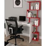 Koordinat Mobilya Beyaz Kırmızı 120x50 Pratik Kitaplıklı Çalışma Masası