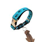 Köpek boyun tasması kolon turkuaz siyah kalınlık:3mm genişlik:2,5cm boyun ölçüsü:S.24-46cm ayarlamalı XS-S-M-L bedenlere uyumlu dog collar BalkondaNM296 T3-8