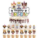 Köpek Cupcake Topper Pasta Tepesi Çocuk 17 Adet Doğum Günü Pastası Dekorasyonu Happy Birthday Pasta Dekorasyonu Çocuklar Bebek Köpek Parti Süslemeleri