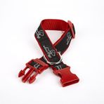 Köpek Desenli Dokuma Köpek Boyun Tasması 3 Cm X 36-60 Cm Kırmızı