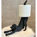 Köpek Figürlü Tuvalet Kağıdı Tutucu - 3D Yazıcı Dekoratif Banyo Aksesuarı - Mat Siyah Kağıtlık
