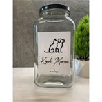 Köpek Maması Saklama Kabı Cam 3 Litre - Şeffaf