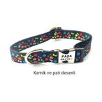 Köpek Tasması- Köpek Künyesi- İsimli Köpek Tasması Kemik ve Pati Desenli Çok Renkli