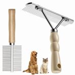 Köpekler için Astar Tırmığı, Bakım Fırçası Seti, Uzun Diş Astarı Köpek Tırmığı + Pire Tarağı, Deshedding Aracı Güzellik Çelik Tarağı Golden Retriever Husky Alman Çoban Köpeği Uzun Tüylü Kedi